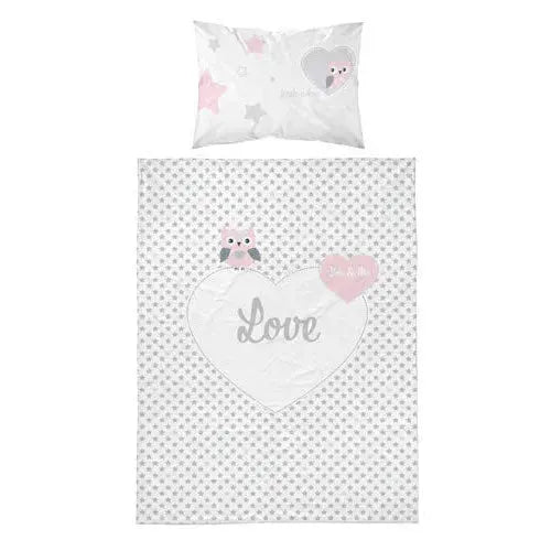 Mayamoo Katoen Dekbedovertrekset Uil Roze 100x135cm - Tiny Giggles