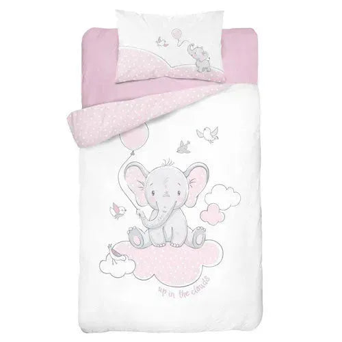 Mayamoo Katoen Dekbedovertrekset Olifant Roze 100x135cm - Tiny Giggles