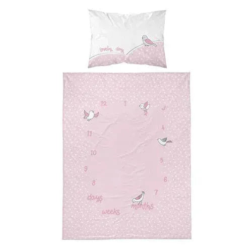 Mayamoo Katoen Dekbedovertrekset Olifant Roze 100x135cm - Tiny Giggles