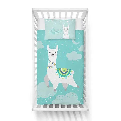 Mayamoo Bamboe Dekbedovertrekset Lama Mint 100x135cm - Tiny Giggles