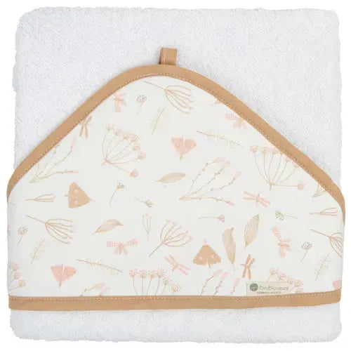 BimbiDreams Badcape - Cottage 100x100cm White/Pink - Tiny Giggles