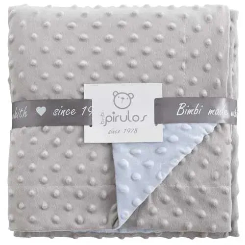 BimbiDreams Microvezel Deken Nopjes - Grijs/Blauw 80x110 cm - Tiny Giggles