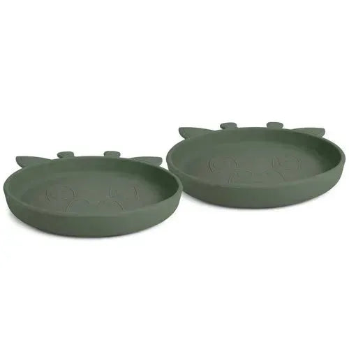 nuuroo Akila Siliconen Bord Giraf Dusty Green - 2-pack - Tiny Giggles