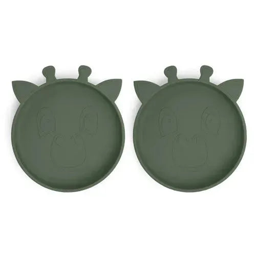 nuuroo Akila Siliconen Bord Giraf Dusty Green - 2-pack - Tiny Giggles