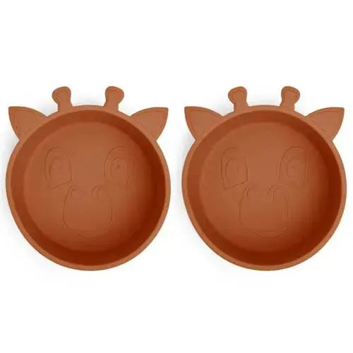 nuuroo Alex Siliconen Kom Giraf Caramel Café - 2-pack - Tiny Giggles