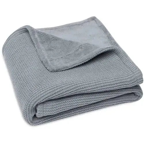 Jollein Deken Ledikant 100x150cm Basic Knit - Stone Grey/Fleece - Tiny Giggles