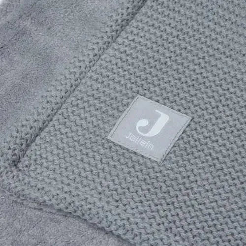 Jollein Deken Ledikant 100x150cm Basic Knit - Stone Grey/Fleece - Tiny Giggles