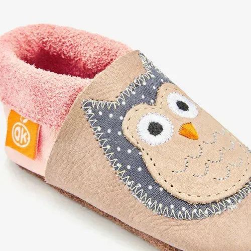 Orangenkinder Eulalia le Hibou Chaussons en Cuir pour Bébé – Tiny