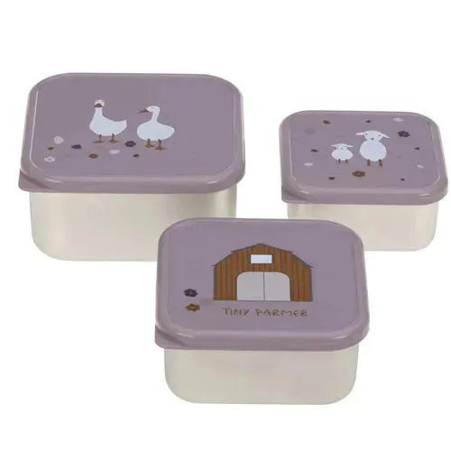 Lässig Snackbox 3-delige set RVS Tiny Farmer Lilac - Tiny Giggles