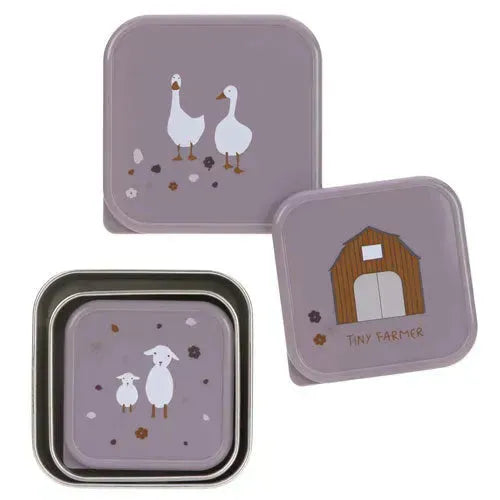 Lässig Snackbox 3-delige set RVS Tiny Farmer Lilac - Tiny Giggles