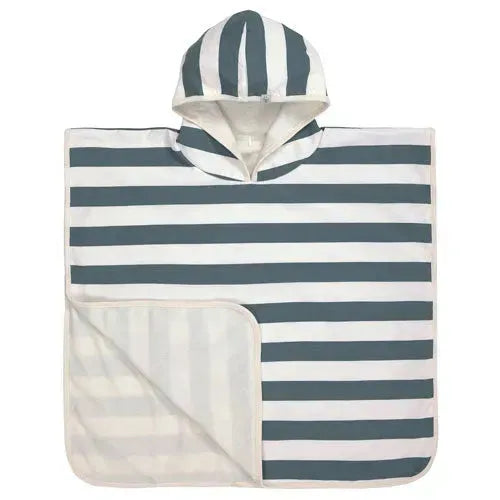 Lässig UV Strandponcho Block Stripes Milky/Blue - Tiny Giggles