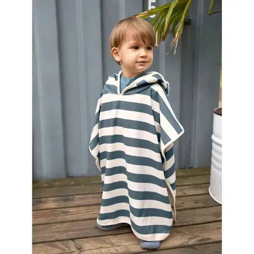 Lässig UV Strandponcho Block Stripes Milky/Blue - Tiny Giggles