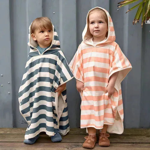 Lässig UV Strandponcho Block Stripes Milky/Peach - Tiny Giggles