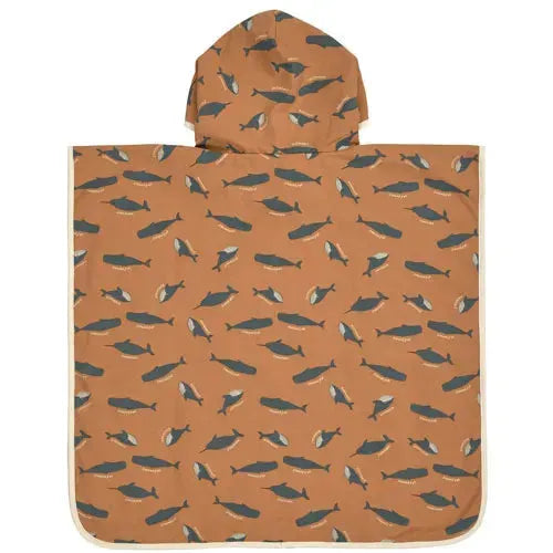 Lässig UV Strandponcho Whale Caramel - Tiny Giggles