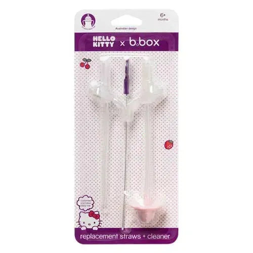 b.box Hello Kitty Vervangset Rietjes & Borstel Candy Floss (voor Sippy Cup) - Tiny Giggles