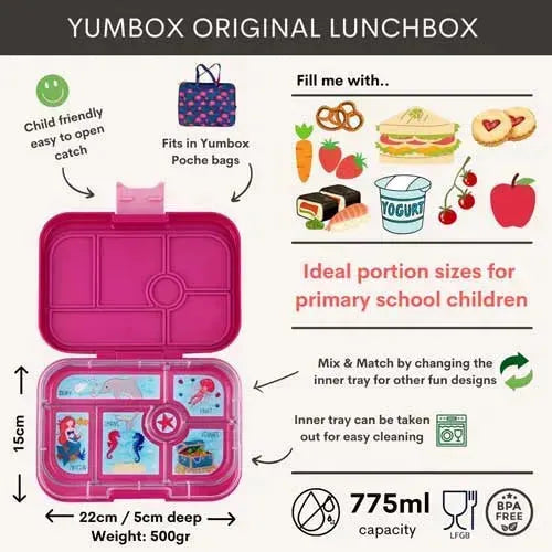 Yumbox Original Bento 6 Vakken Mermaid Malibu Purple - Tiny Giggles