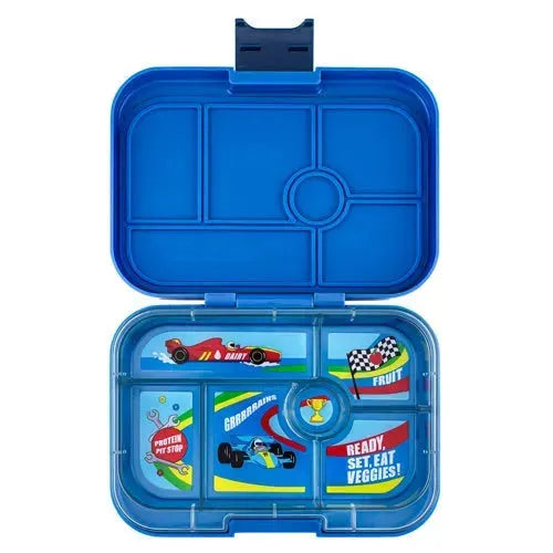 Yumbox Original Bento 6 Vakken Race Cars Surf Blue - Tiny Giggles