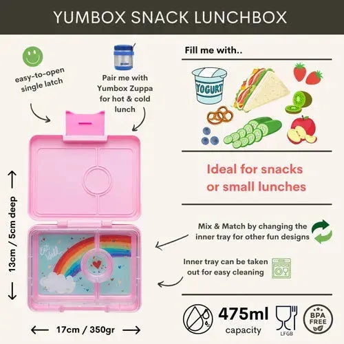 Yumbox Snacks 3 Vakken Rainbow Power Pink - Tiny Giggles