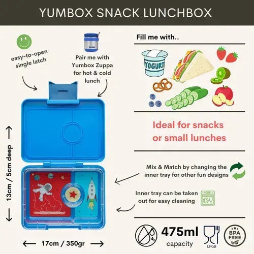 Yumbox Snacks 3 Vakken Rocket Surf Blue - Tiny Giggles