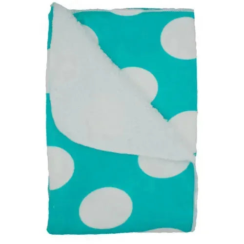 Zachte Baby Deken Aqua met witte cirkels 75 x 100 cm - Tiny Giggles