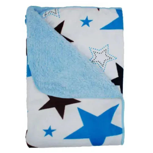 Baby Deken Wit en Blauw met sterren 75 x 100 cm - Tiny Giggles