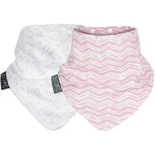 Cheeky Chompers Rosy Days & Hippo Muslin Neckerbibs - Set van 2 - Tiny Giggles