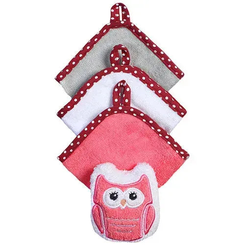 Babyono Roze Wasdoekjes 3 Stuks + Spons - Tiny Giggles