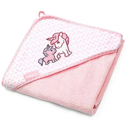 Babyono Bamboo Roze Eenhoorn 76x76 cm Badcape - Tiny Giggles