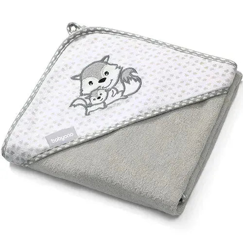 Babyono Bamboo Grijs Vosjes 76x76 cm Badcape - Tiny Giggles