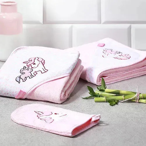 Babyono Bamboo Roze Eenhoorn Washandje - Tiny Giggles