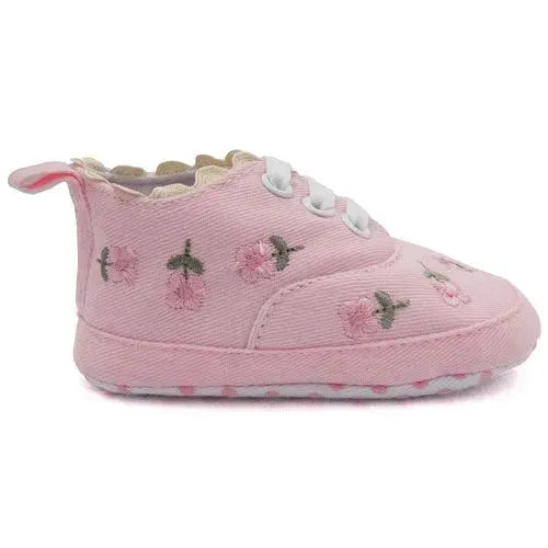 Baby gympen roze met bloemenprint - Tiny Giggles