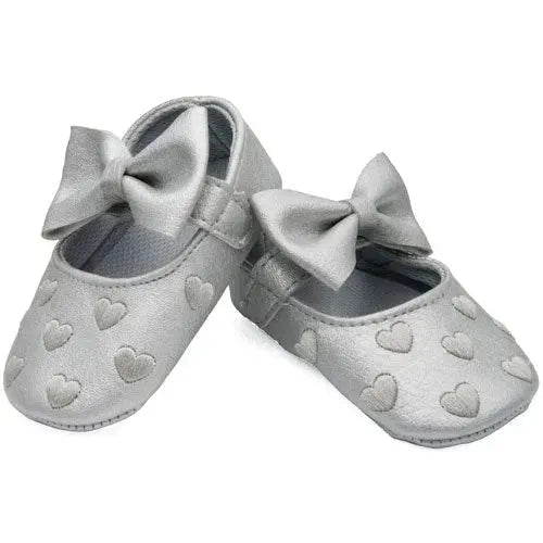 Baby Ballerina's Zilver Met Hartjes - Tiny Giggles