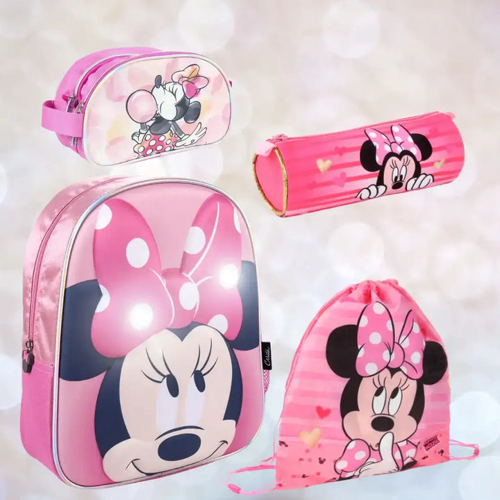 Roze Minnie Mouse rugzak, gymtas, etui en toilettas voor meisjes schoolset