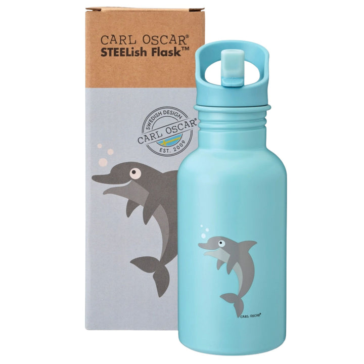 Carl Oscar Waterfles Blauw Dolfijn